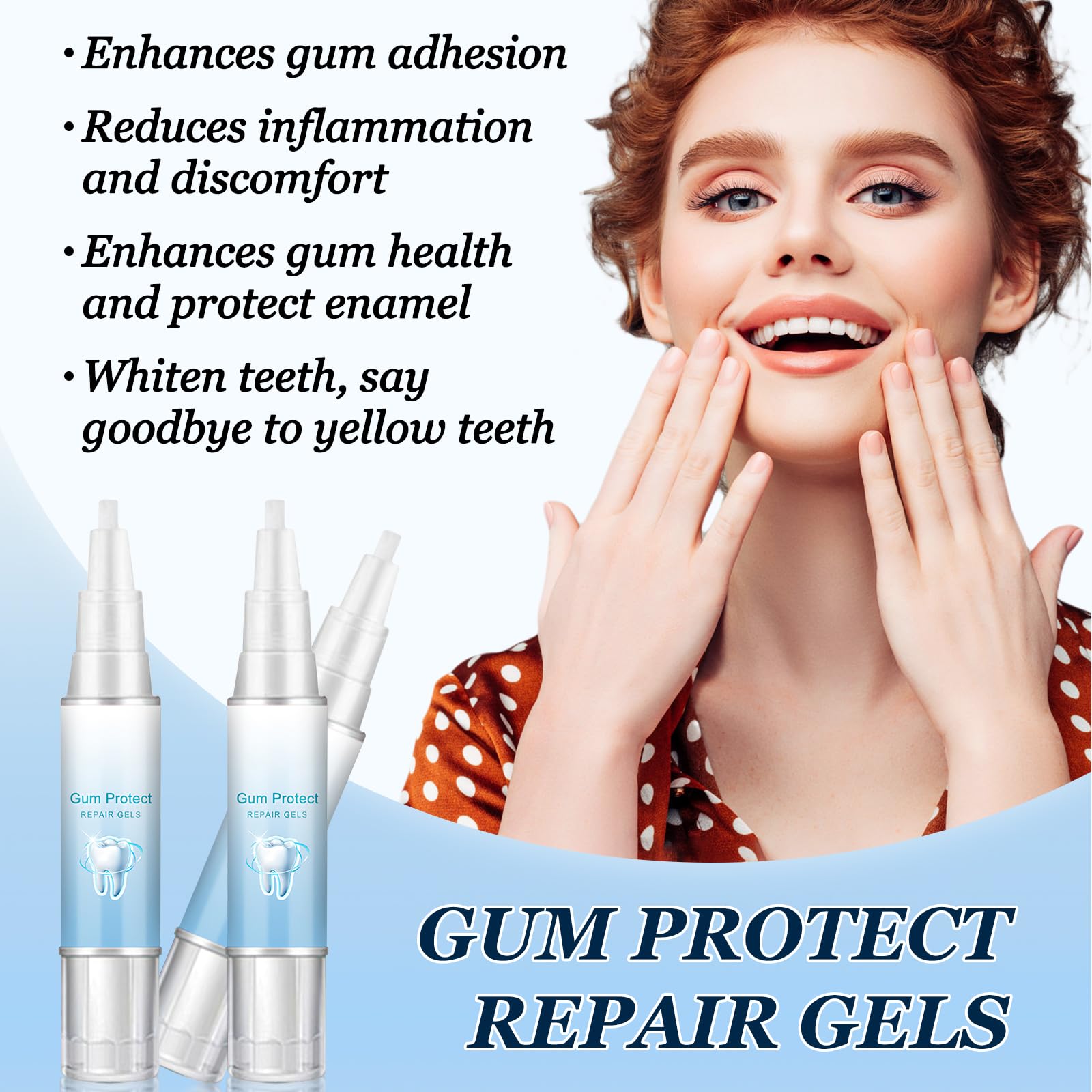 Before and after images of Neslemy whitening and gum treatment