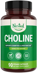 Front label of Nested Naturals Choline Bitartrate 500mg bottle