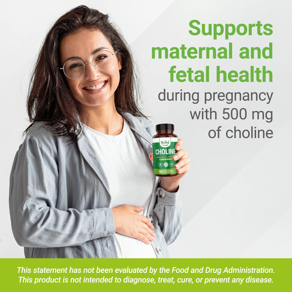 Nutrition facts panel for Nested Naturals Choline Bitartrate 500mg