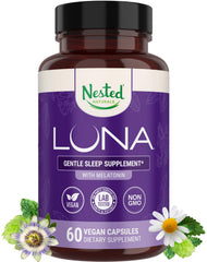 Luna Sleep Aid bottle label with Nested Naturals logo