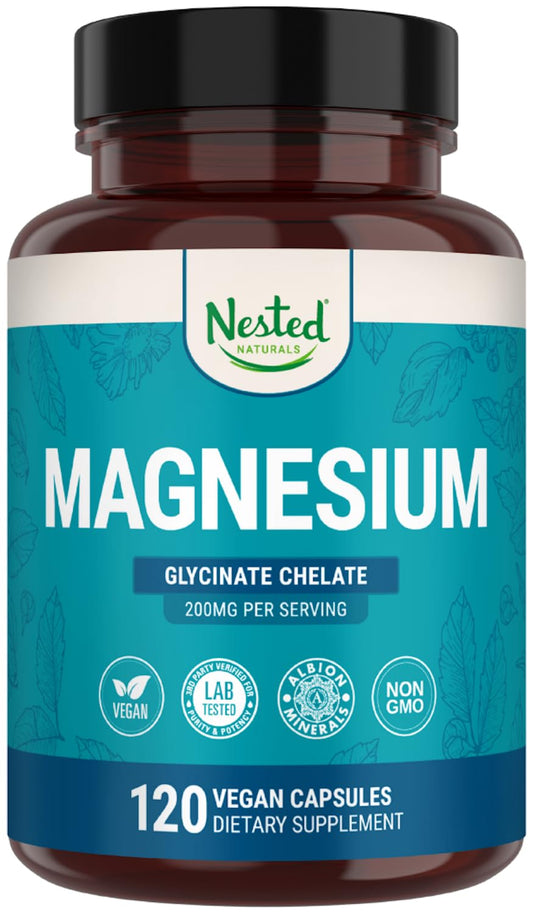 Nested Naturals Magnesium Glycinate Chelate bottle on white background
