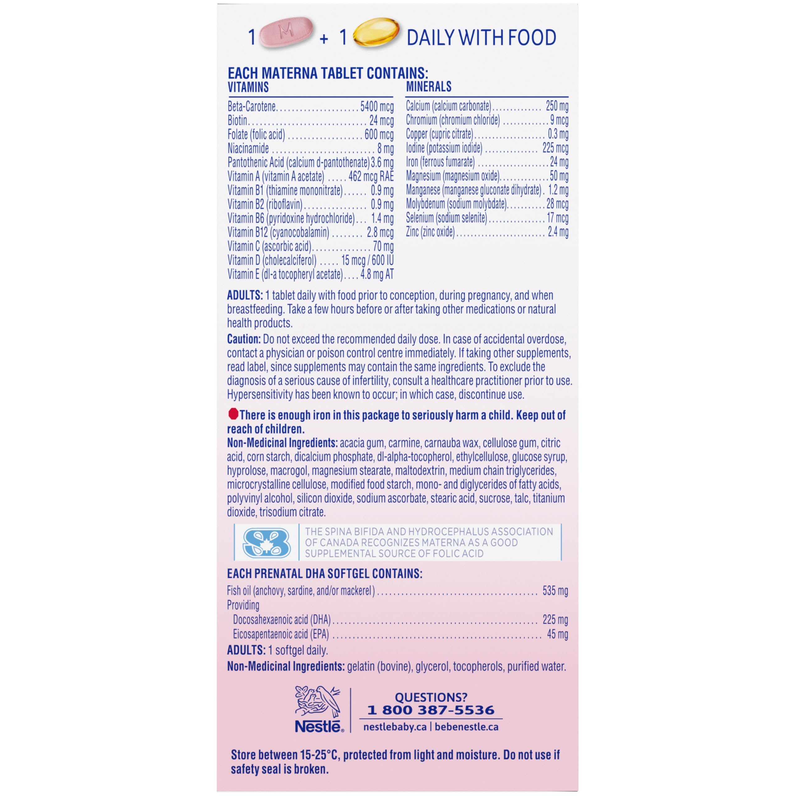 Happy mom with baby and Materna prenatal vitamins