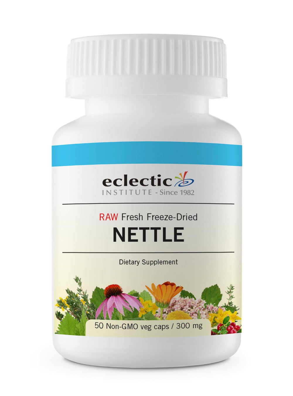 Nettle leaf capsules, freeze-dried raw, 50 vegan capsules (300 mg), US grown.