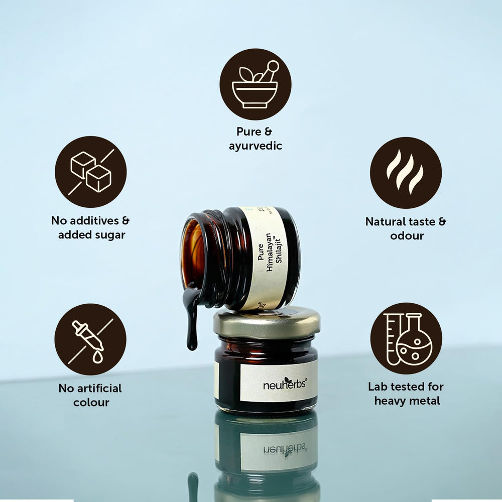 Lab-tested seal on Neuherbs Shilajit packaging