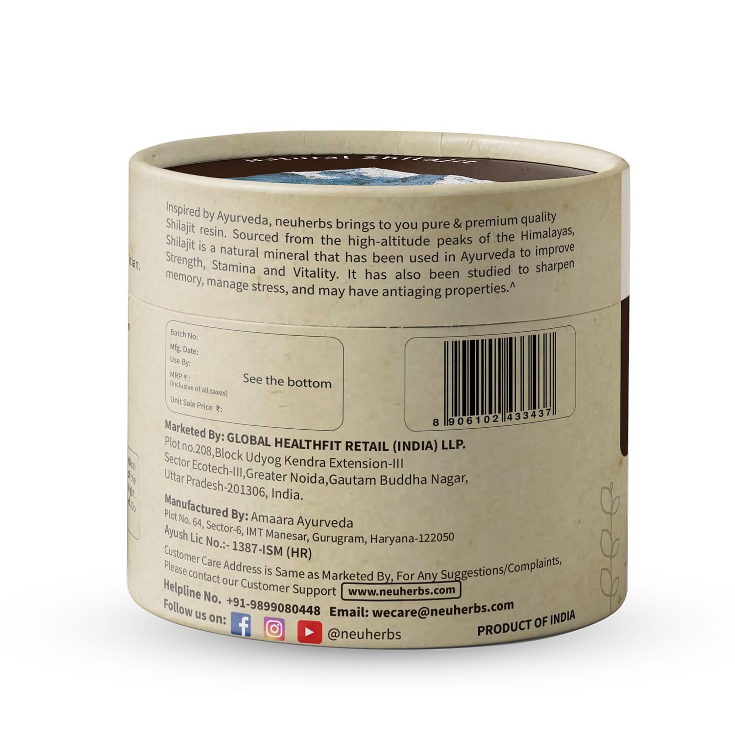 Open Neuherbs Shilajit 20G pack in black