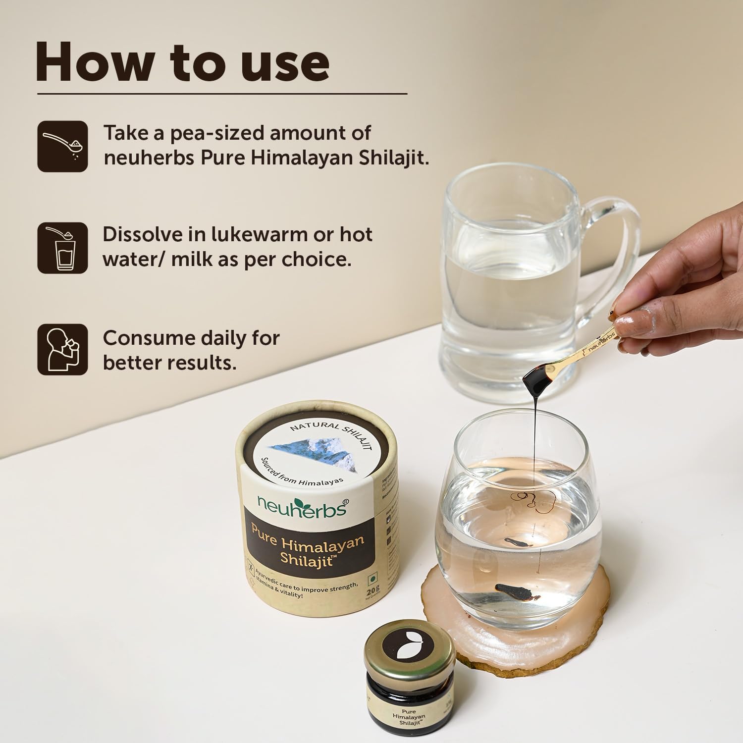 Usage instructions for Shilajit resin