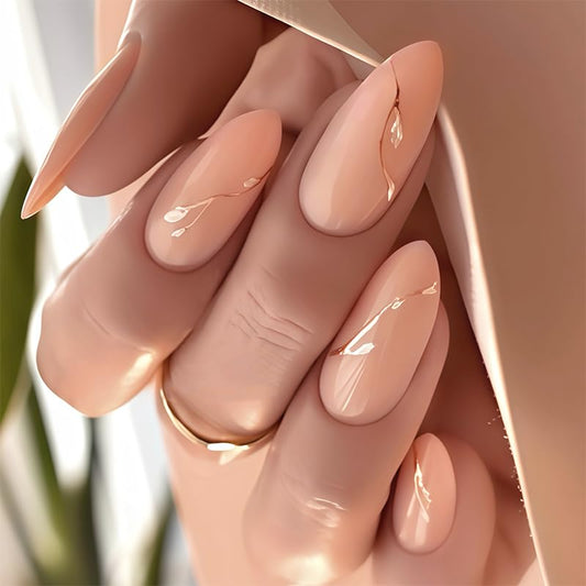 Neuql press-on nails almond painted flowers offer salon-style elegance for at-home manicures.