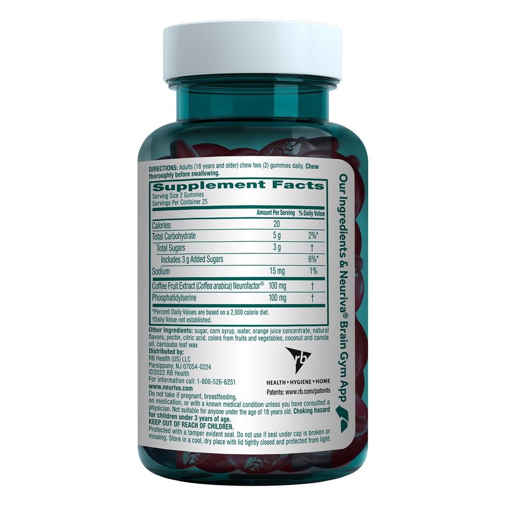 NEURIVA bottle nutrition facts label