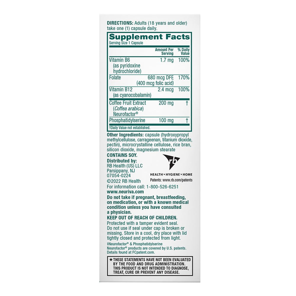 Neuriva Plus ingredients: Coffee cherry Neurofactor