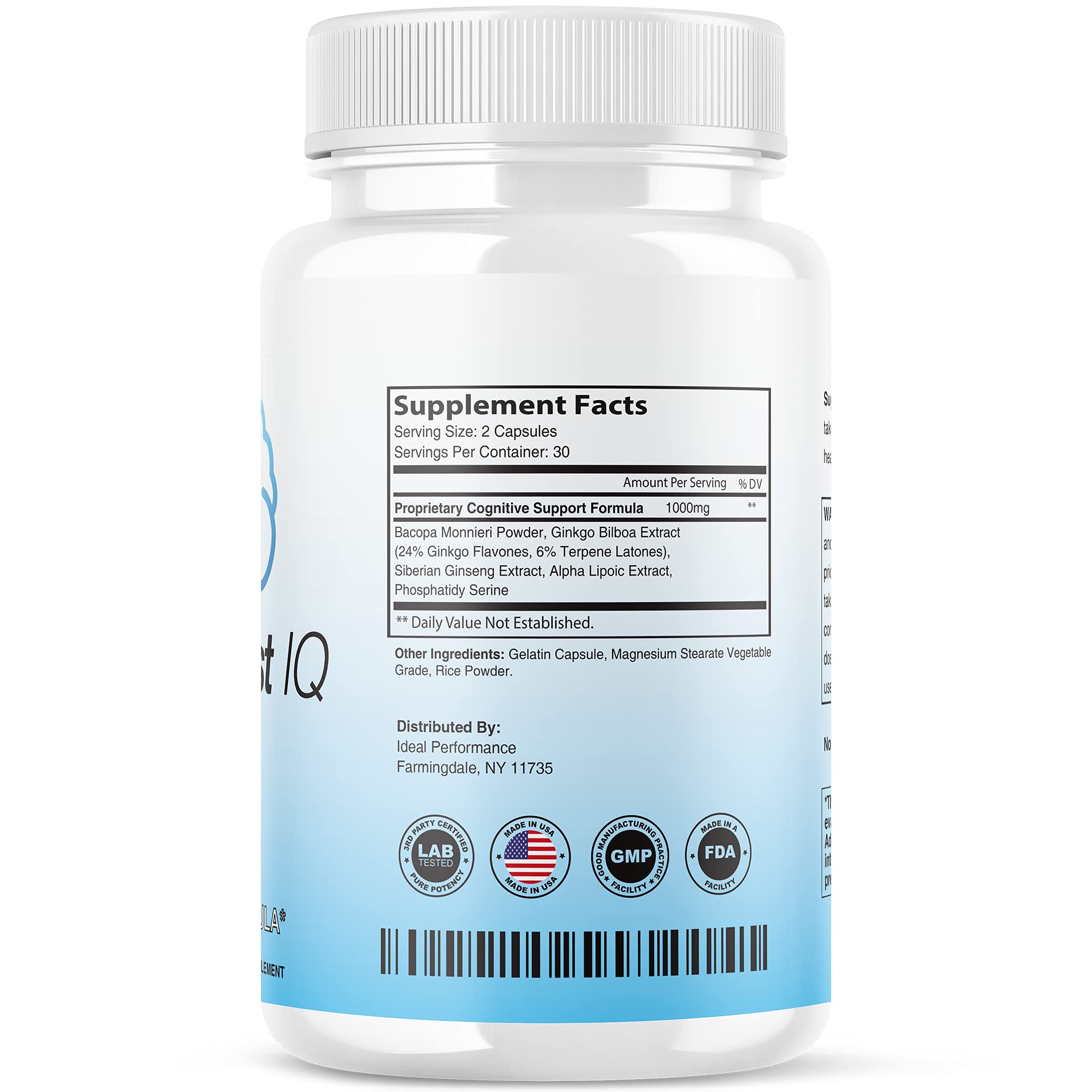 Close-up of Neuro Boost IQ brain pills bottle (Neuroboostiq)