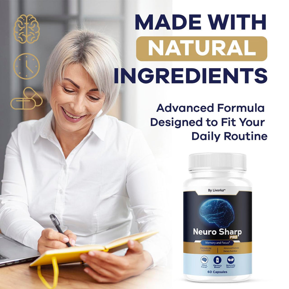 Neuro Sharp Pro capsules beside a dosage chart