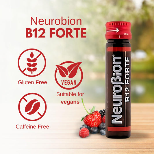 Side view of Neurobion B12 Forte packaging and vials