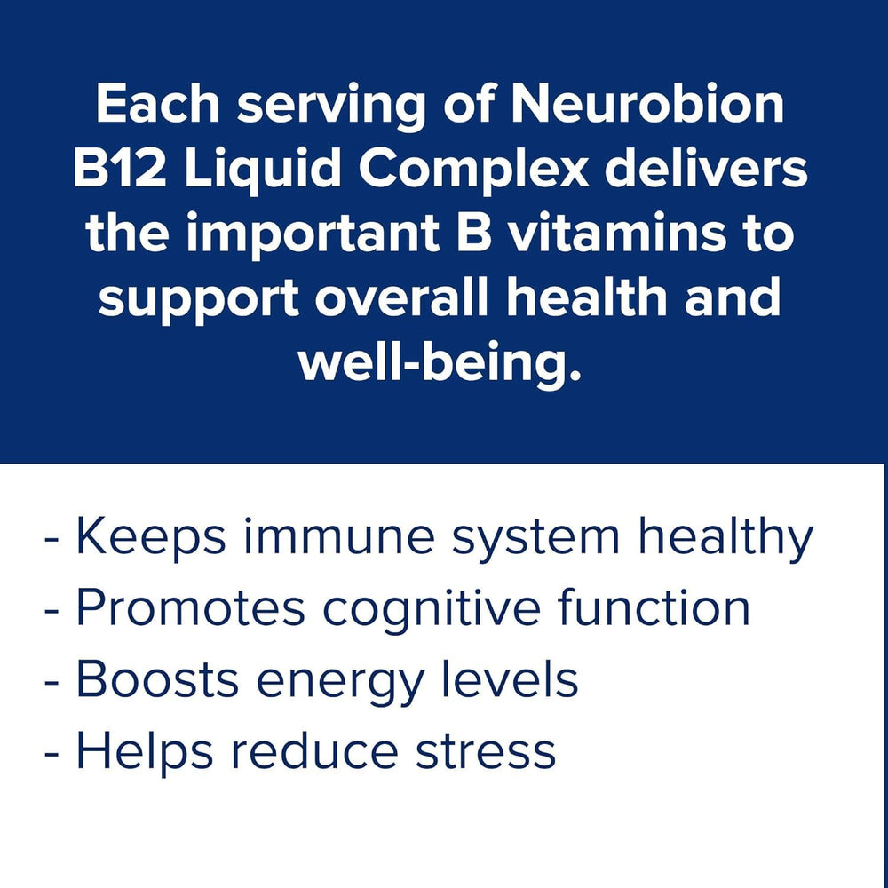 Serving size illustration showing 2.5 mg of Neurobion B12 Liquid