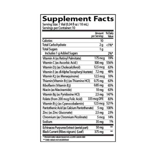 Close-up of Neurobion Immune Support ingredients information
