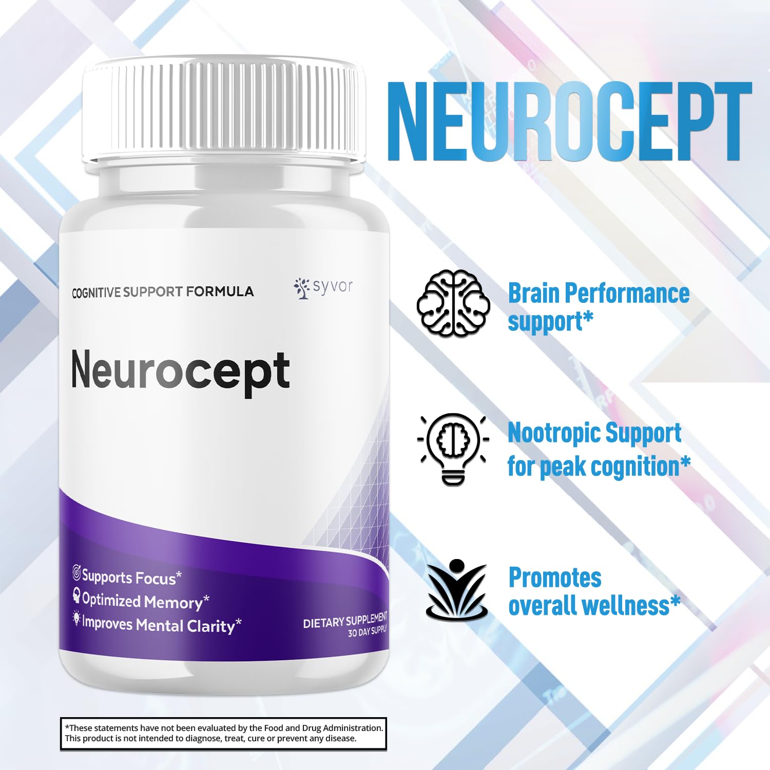Close-up of Neurocept ingredients and vitamins