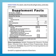 NeuroClear Gold Plus 90 softgels bottle – back label