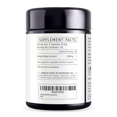Vegan-friendly ginkgo biloba capsules in gluten-free, soy-free, dairy-free formula