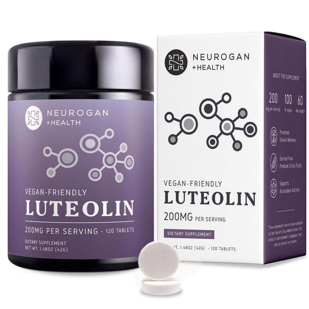 Front view of Neurogan Luteolin Tablets bottle 200 mg 120 count
