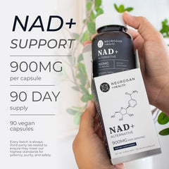 NAD+ precursor capsule bottle showing 90 capsules per bottle