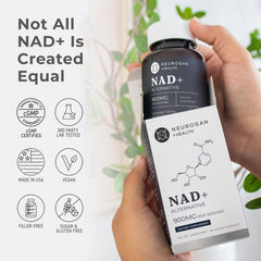 NAD+ capsules poured next to the Neurogan bottle