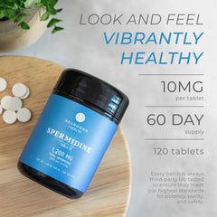 Close-up of 99% purity claim on Neurogan Spermidine label
