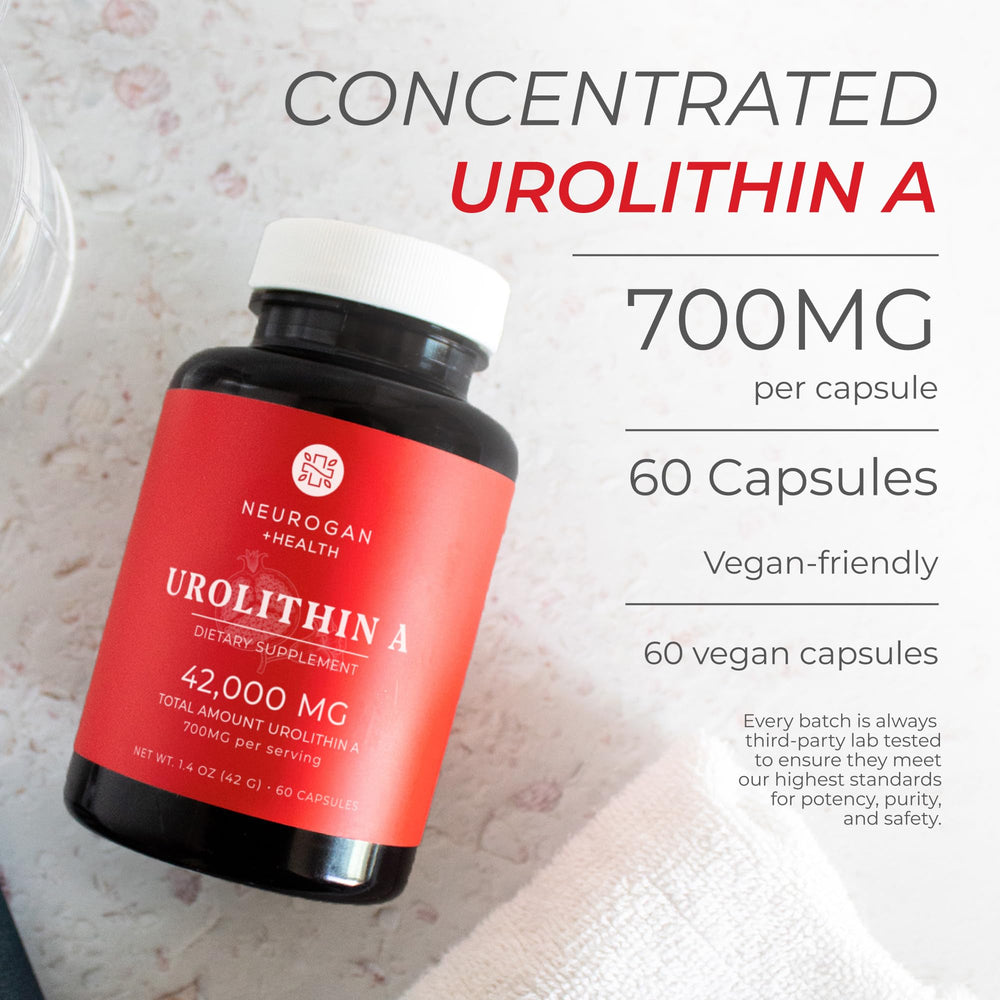 Side view of Neurogan Urolithin A bottle showing label