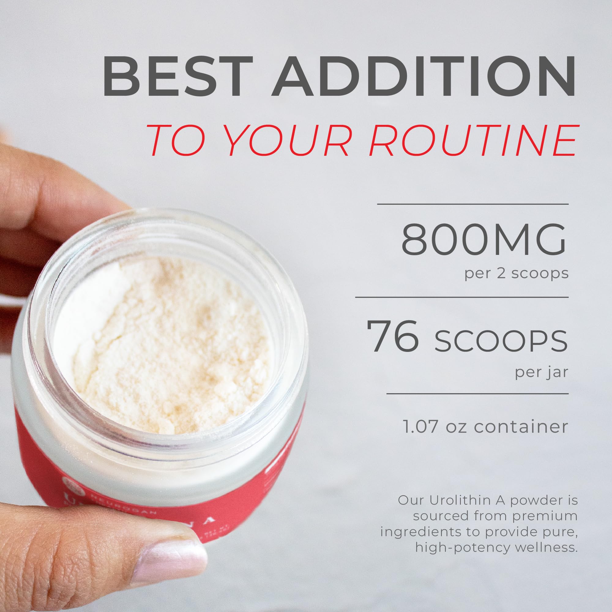 Third-party purity and potency seal for Urolithin A powder