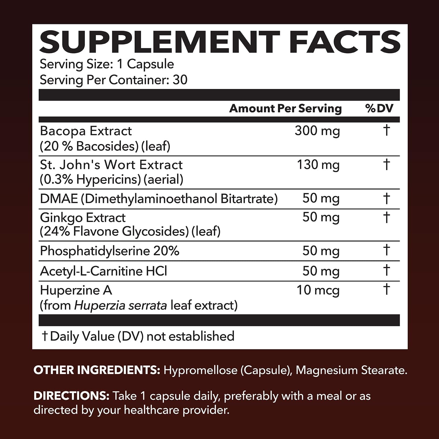 NeuroIGNITE bottle label detailing ingredients