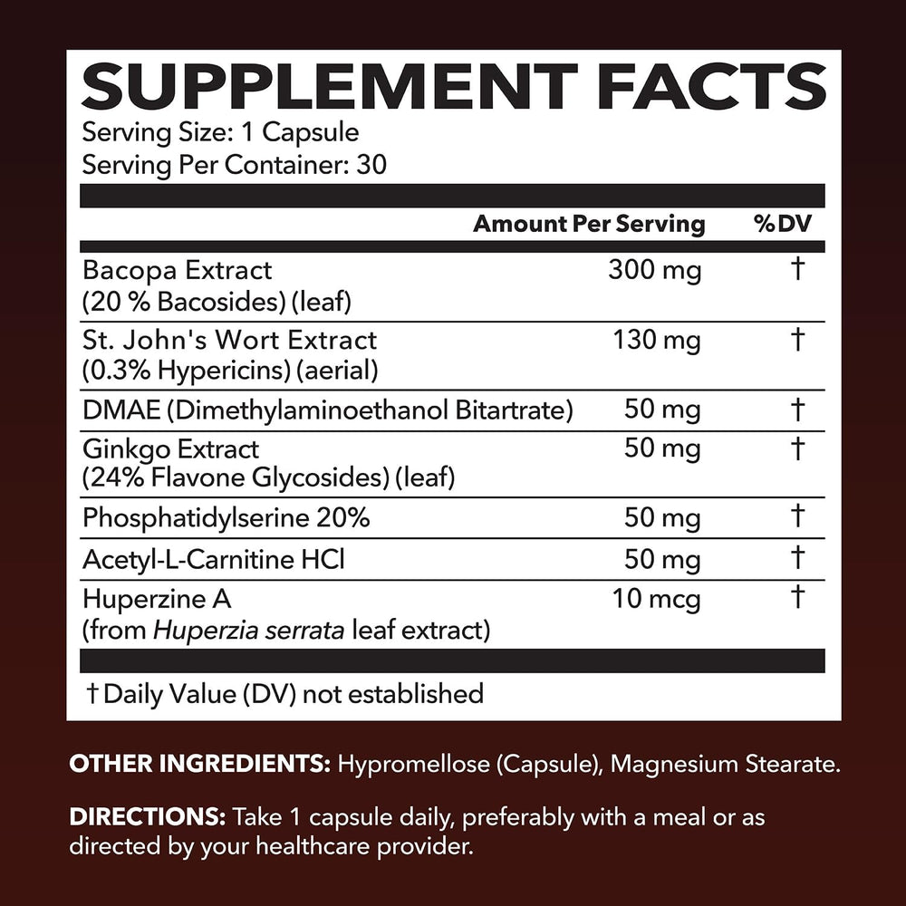 NeuroIGNITE bottle label detailing ingredients