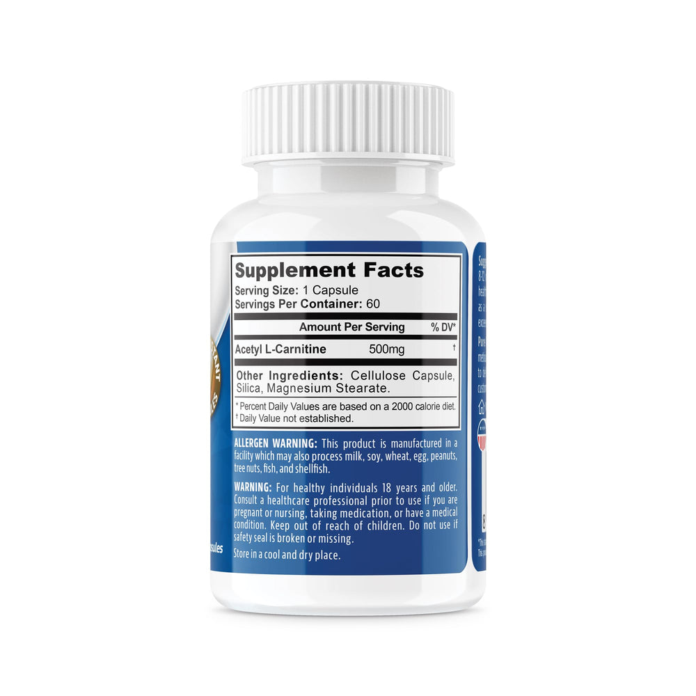 Close-up of NeuropAWAY Elements Acetyl L-Carnitine 500mg capsules