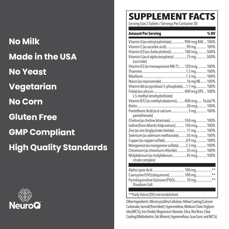 One tablet daily serving with NeuroQ bottle