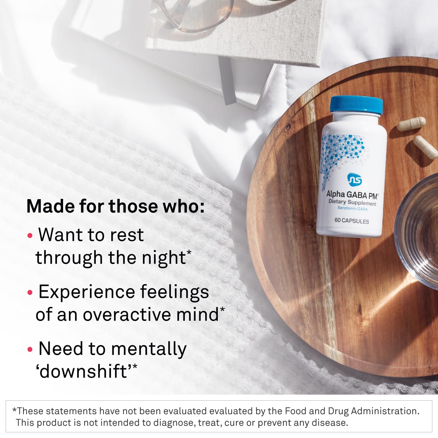 Back label of NeuroScience GABA PM bottle showing supplement facts
