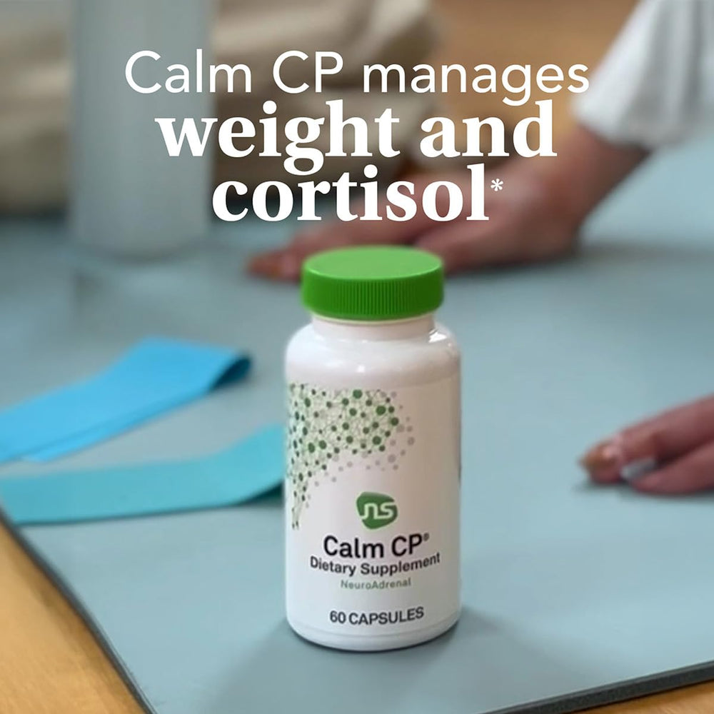 Close-up of Calm CP label highlighting cortisol focus