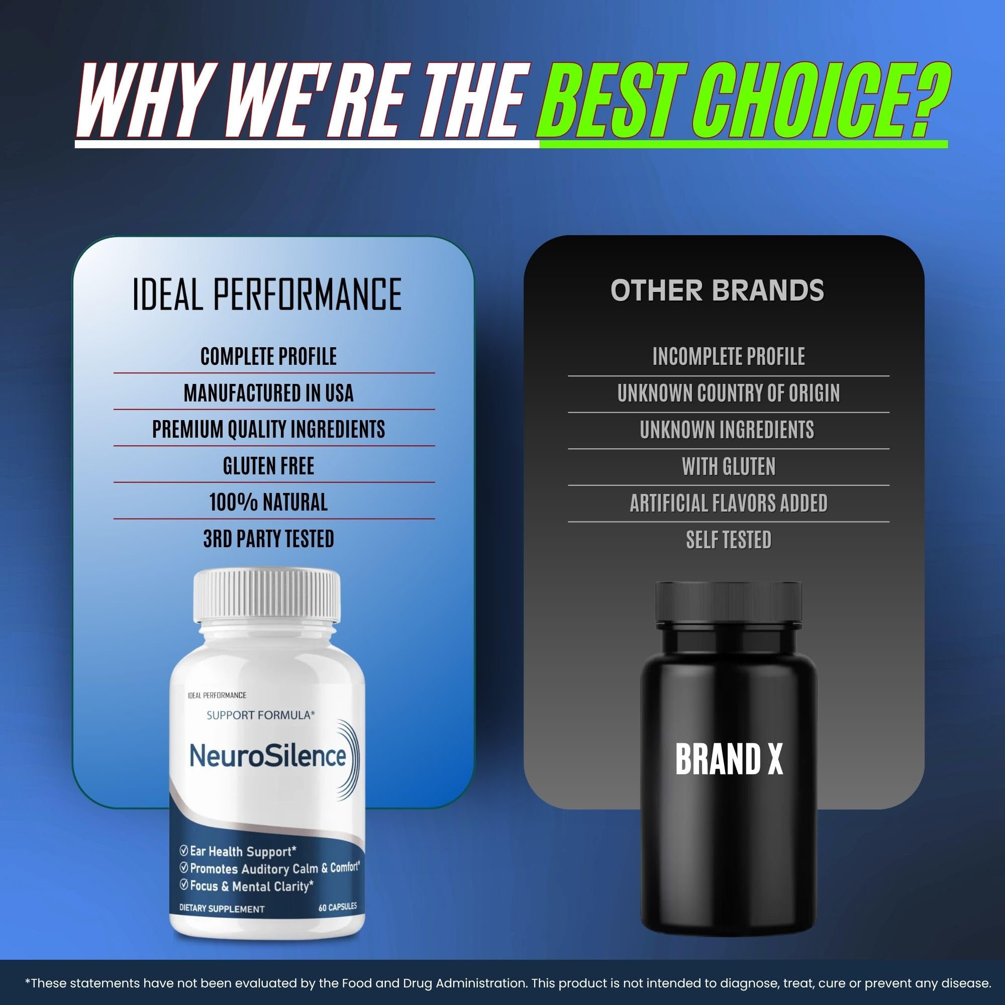 Neurosilence packaging box and pill bottle on table
