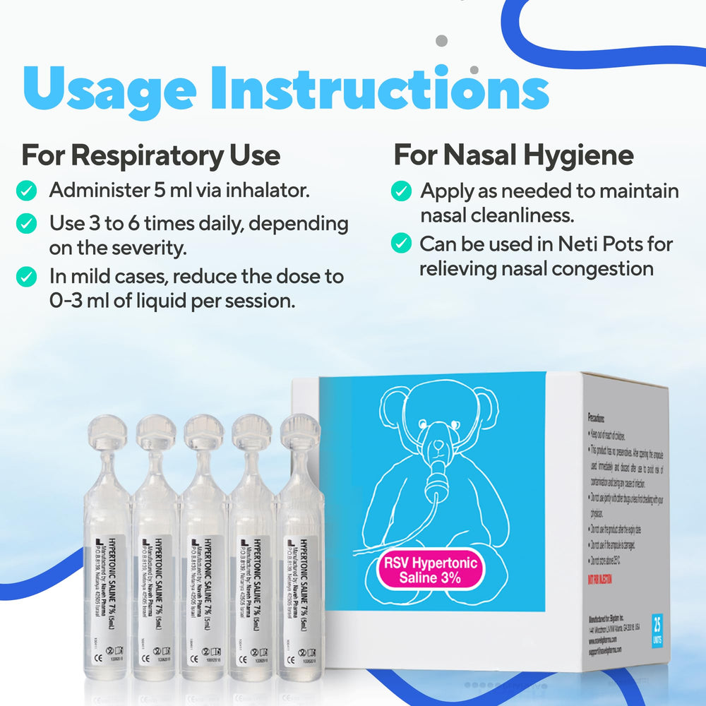 NAVEH PHARMA 3% saline ampoules lineup, hygienic doses for precise application.