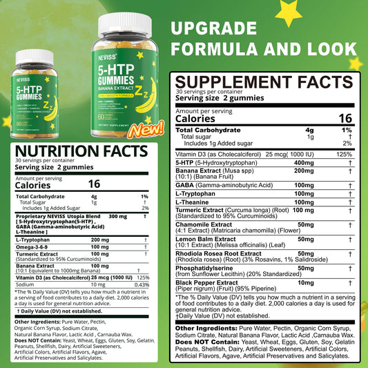 NEVISS 5-HTP Gummies with GABA L-Theanine Tryptophan
