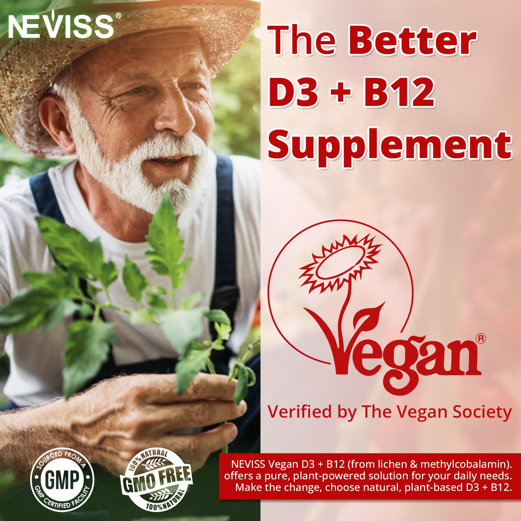 120-count NEVISS D3 + B12 gummies in bottle with cap