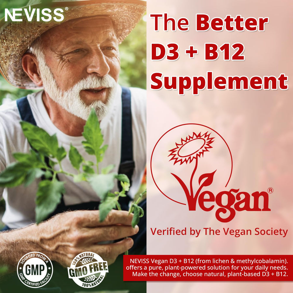 120-count NEVISS D3 + B12 gummies in bottle with cap