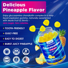 Bottle label showing 60 servings for NEVISS Glucosamine gummies
