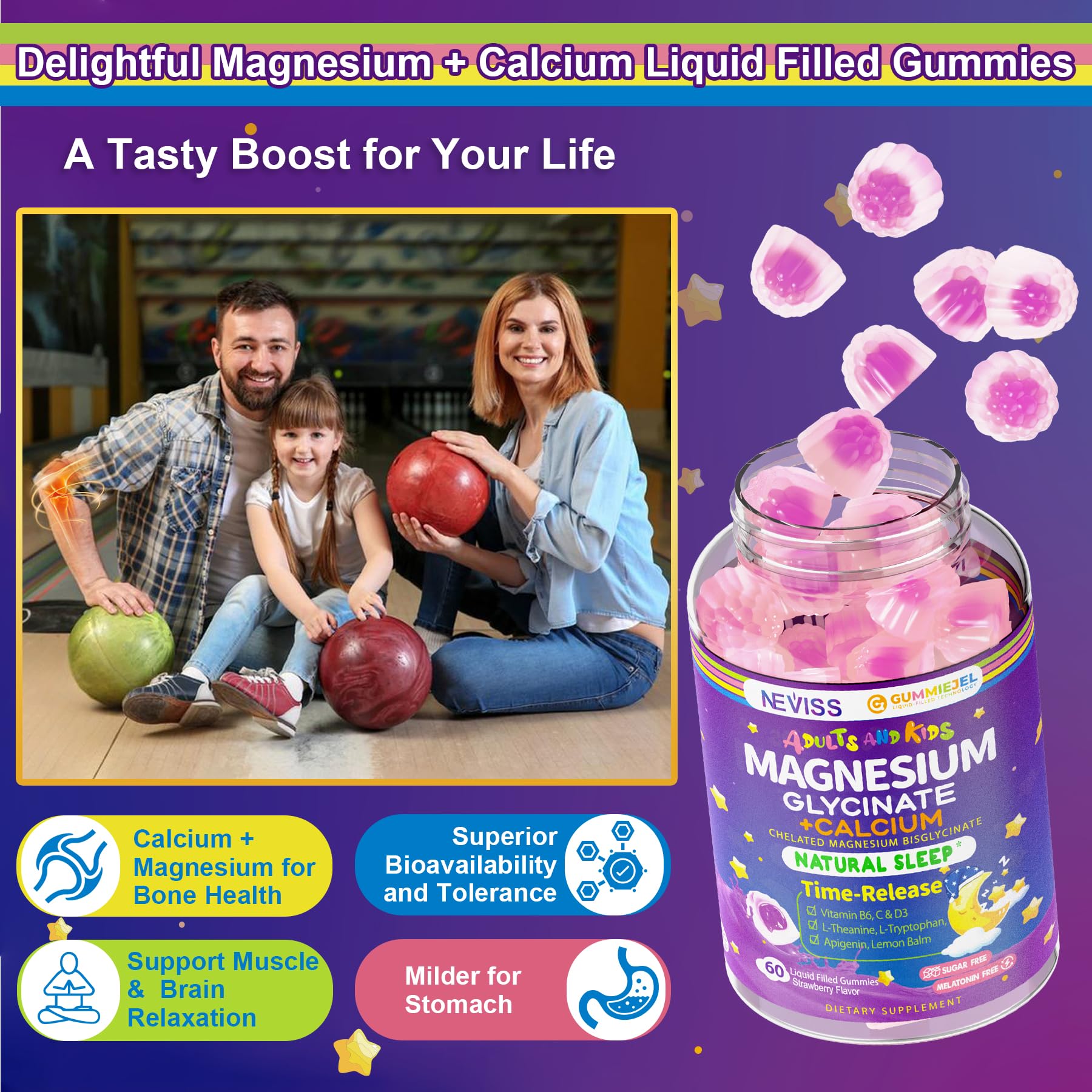 Adult and child servings of gummies for sleep support