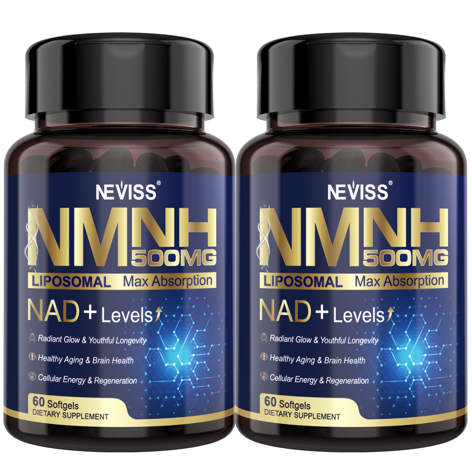 NEVISS NAD+ NMNH liposomal 500mg bottle - front view
