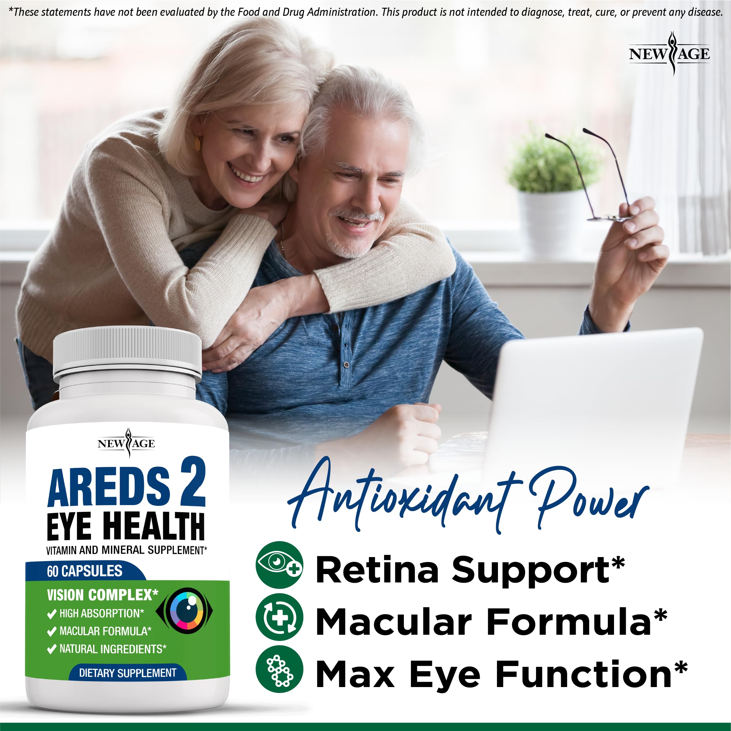 New Age AREDS2 softgels featuring astaxanthin for antioxidant support.