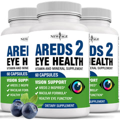 New Age AREDS2 eye vitamins bottle with lutein and zeaxanthin support.