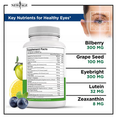 New Age AREDS2 capsules with bilberry for daily vision nutrition.