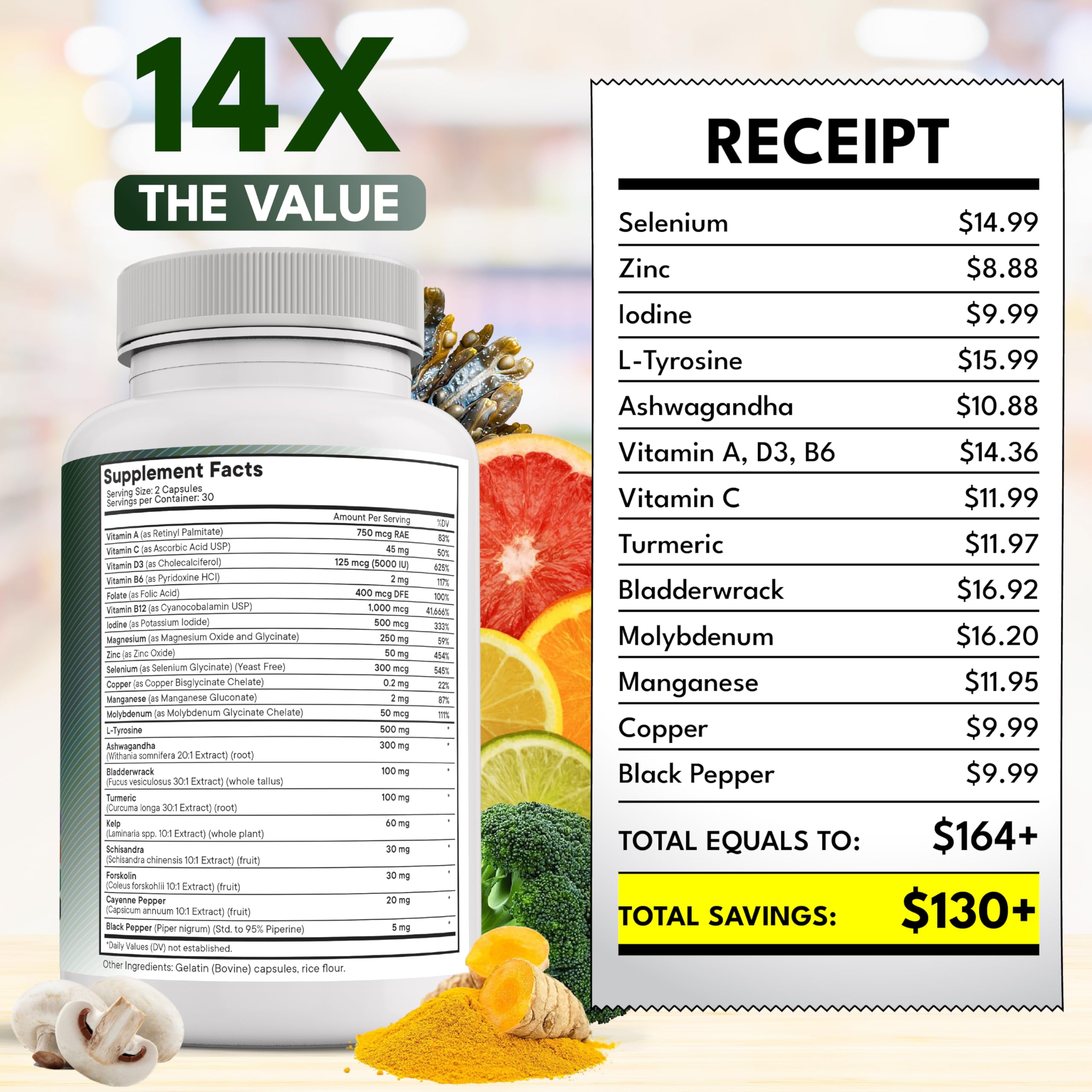 NEW AGE ashwagandha capsules closeup suggests calm energy support.