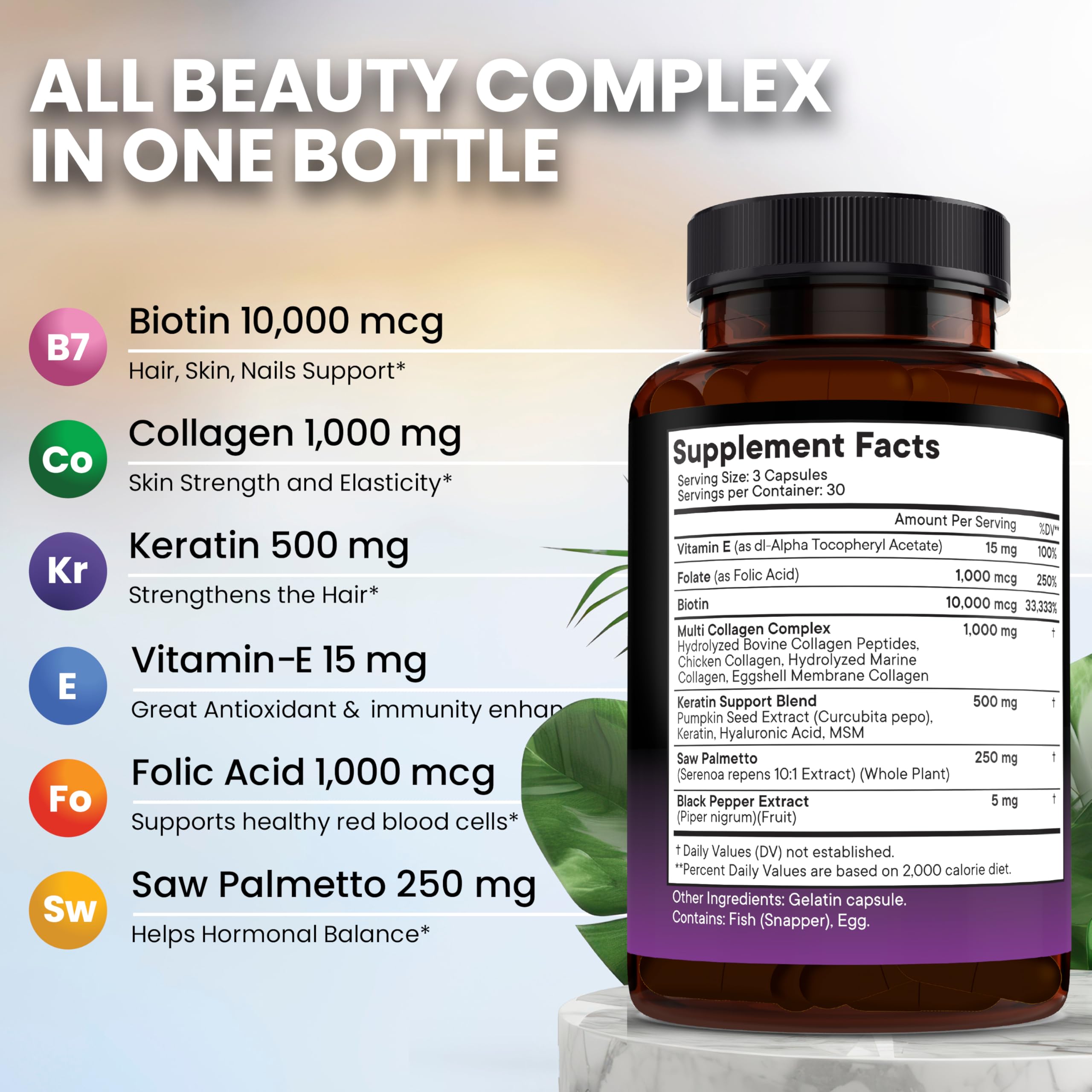 Packaging and capsules of hair growth vitamins