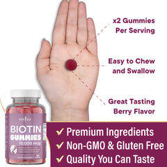 Made in USA label on NEW AGE Biotin Gummies bottle