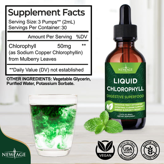 Chlorophyll Drops being mixed with water in a glass