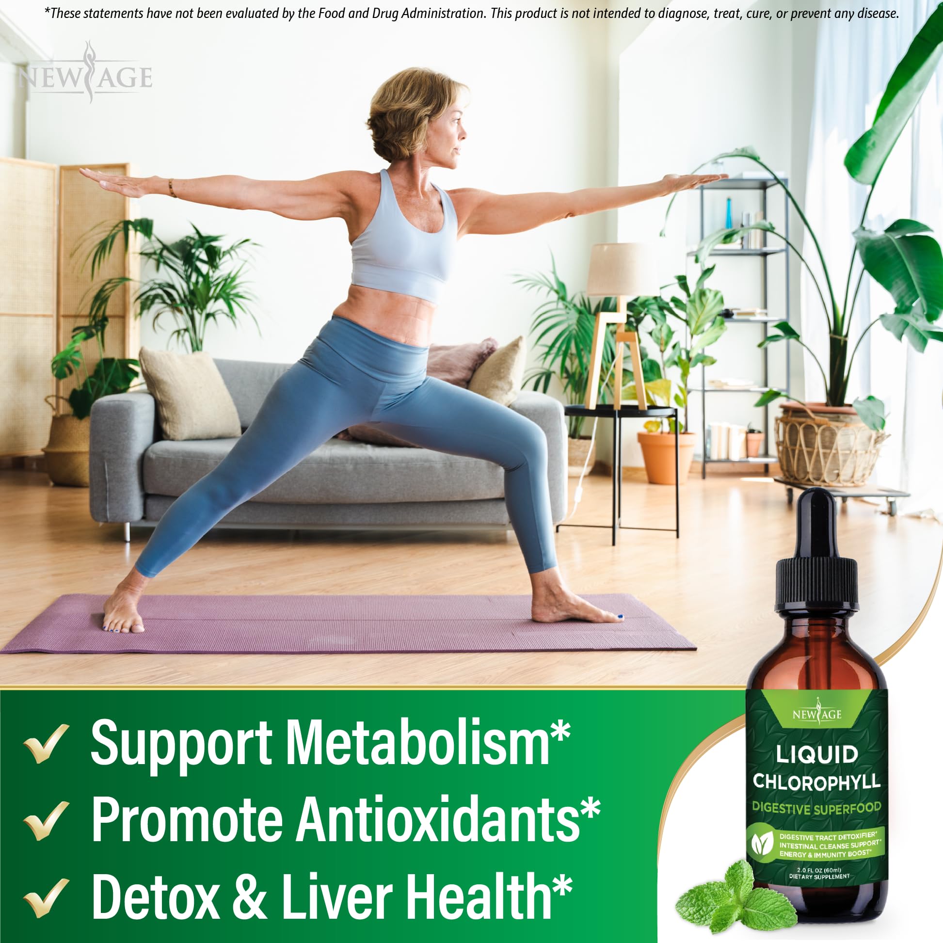 Chlorophyll drops energy boost concept