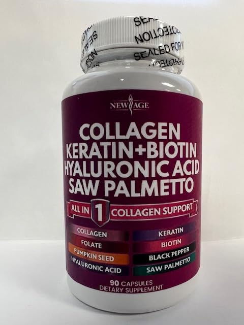 Close-up of the 90-count bottle for NEW AGE Collagen Pills, Pack of 2